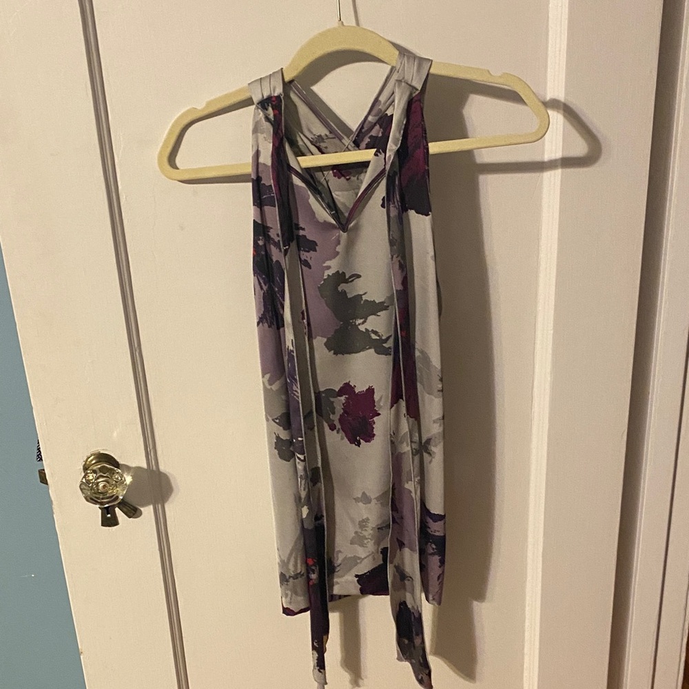 Ann Taylor Floral Halter Top - Purple and Gray